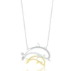 Diamond Dolphin Necklace In Sterling Silver & 14K Yellow Gold