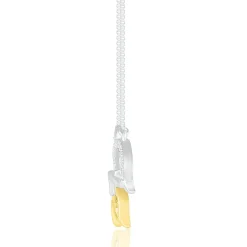 Diamond Dolphin Necklace In Sterling Silver & 14K Yellow Gold
