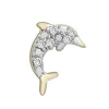 Diamond Dolphin Single Stud Earring In 10K Yellow Gold