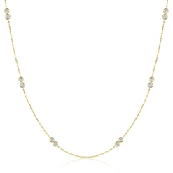 Diamond Double Bezel Adjustable Necklace In 10K Yellow Gold (1/4 Ct. Tw.)