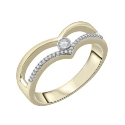Diamond Double Chevron Ring In 10K Yellow Gold (1/10 Ct. Tw.)