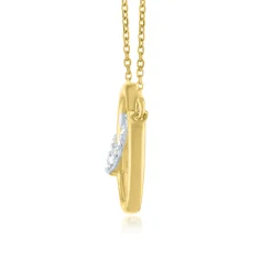 Diamond Double Circle Necklace In 10K Yellow Gold (1/10 Ct. Tw.)