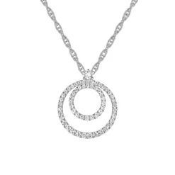 Diamond Double Circle Pendant In 10K White Gold (1/3 Ct. Tw.)