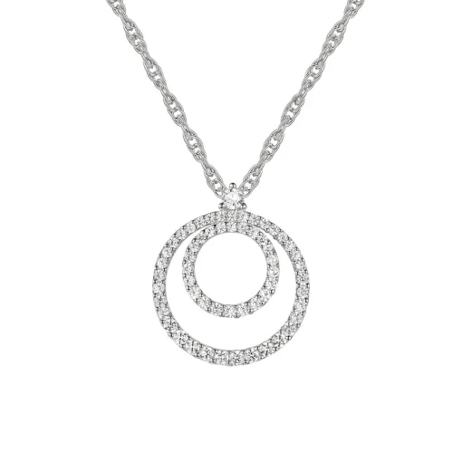 Diamond Double Circle Pendant In 10K White Gold (1/3 Ct. Tw.)