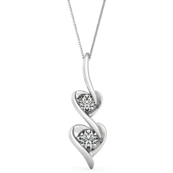 Diamond Double Heart Pendant In 14K White Gold (1/8 Ct. Tw.)