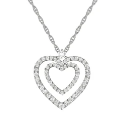 Diamond Double Heart Pendant In 10K White Gold (3/8 Ct. Tw.)