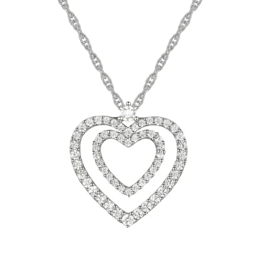 Diamond Double Heart Pendant In 10K White Gold (3/8 Ct. Tw.)