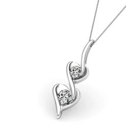 Diamond Double Heart Pendant In 14K White Gold (1/8 Ct. Tw.)