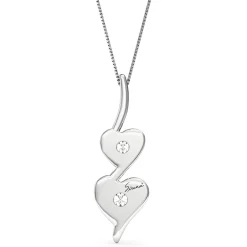 Diamond Double Heart Pendant In 14K White Gold (1/8 Ct. Tw.)