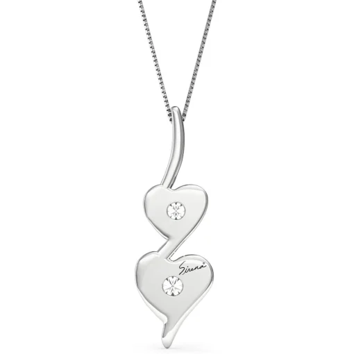 Diamond Double Heart Pendant In 14K White Gold (1/8 Ct. Tw.)