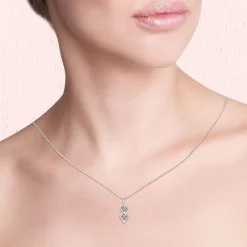 Diamond Double Heart Pendant In 14K White Gold (1/8 Ct. Tw.)