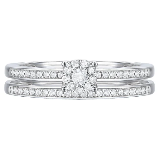 Diamond Double-Row Halo Promise Ring In Sterling Silver (1/4 Ct. Tw.)