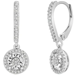 Diamond Drop Earrings With Illusion Settings In Sterling Silver (1/4 Ct. Tw.)