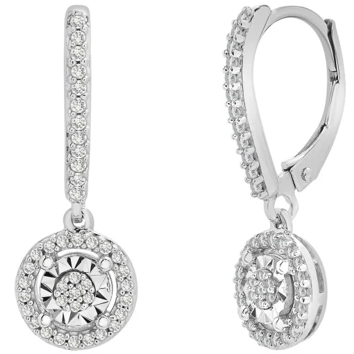 Diamond Drop Earrings With Illusion Settings In Sterling Silver (1/4 Ct. Tw.)