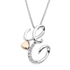 Diamond E Initial Pendant In Sterling Silver & 14K Rose Gold