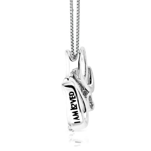 Diamond E Initial Pendant In Sterling Silver & 14K Rose Gold