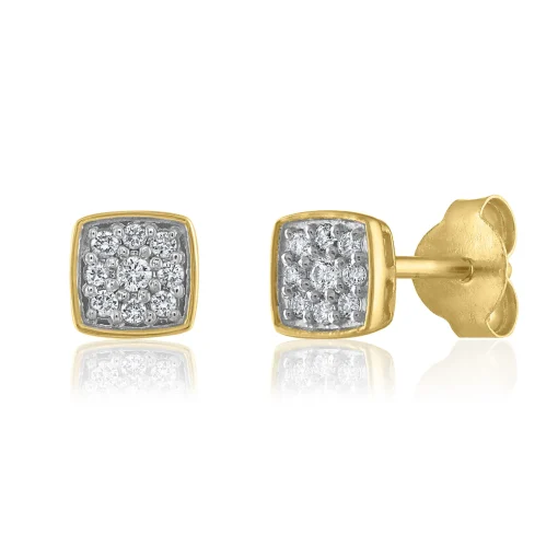 Diamond Earrings In 14K Yellow Gold (1/10 Ct. Tw.)