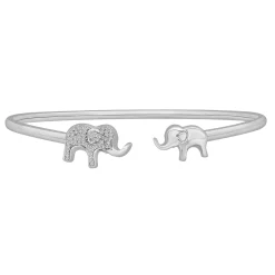 Diamond Elephant Bangle In Sterling Silver (1/7 Ct. Tw.)