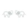 Diamond Elephant Earrings In Sterling Silver