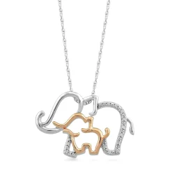 Diamond Elephant Necklace In Sterling Silver