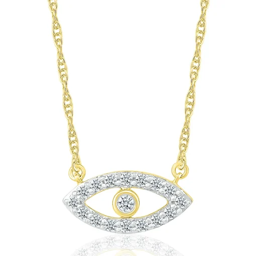 Diamond Evil Eye Necklace In 10K Yellow Gold (1/10 Ct. Tw.)