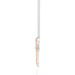 Diamond Filigree Open Cross Pendant In Sterling Silver & 10K Rose Gold