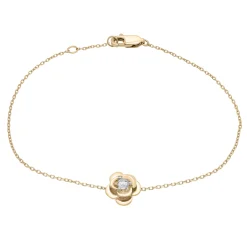 Diamond Flower Bracelet In 14K Yellow Gold (1/10 Ct. Tw.)