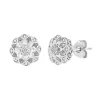 Diamond Flower Earrings In Sterling Silver