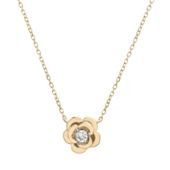 Diamond Flower Pendant In 14K Yellow Gold (1/10 Ct. Tw.)