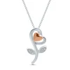 Diamond Flower Pendant In Sterling Silver