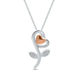 Diamond Flower Pendant In Sterling Silver