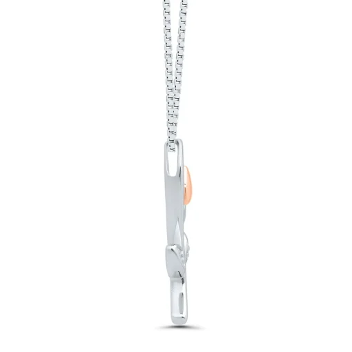 Diamond Flower Pendant In Sterling Silver