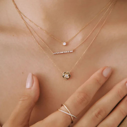 Diamond Flower Pendant In 14K Yellow Gold (1/10 Ct. Tw.)