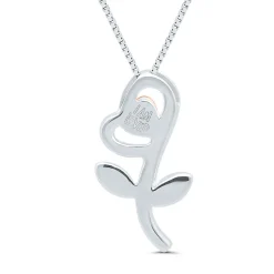 Diamond Flower Pendant In Sterling Silver