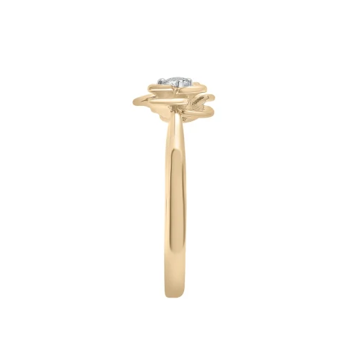 Diamond Flower Ring In 14K Yellow Gold (1/10 Ct. Tw.)