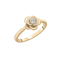 Diamond Flower Ring In 14K Yellow Gold (1/10 Ct. Tw.)
