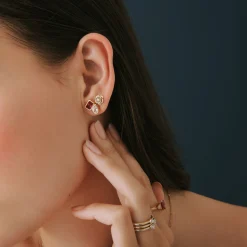 Diamond Flower Stud Earrings In 14K Yellow Gold (1/10 Ct. Tw.)