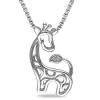 Diamond Giraffe Pendant In Sterling Silver
