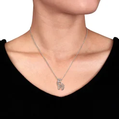 Diamond Giraffe Pendant In Sterling Silver