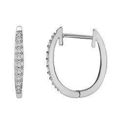 Diamond Graduated Huggie Hoop Earrings In 10K White Gold (1/7 Ct. Tw.)