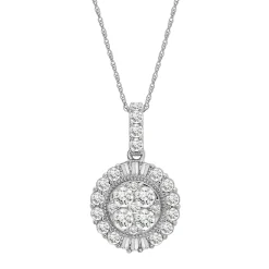 Diamond Halo Pendant In 10K White Gold (1 Ct. Tw.)