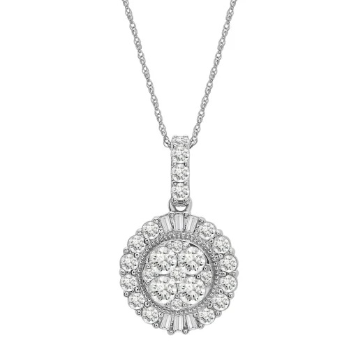 Diamond Halo Pendant In 10K White Gold (1 Ct. Tw.)