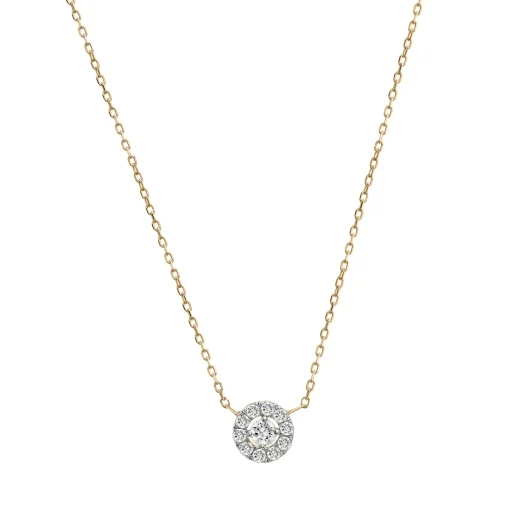 Diamond Halo Pendant In 14K Yellow Gold (1/4 Ct. Tw.)