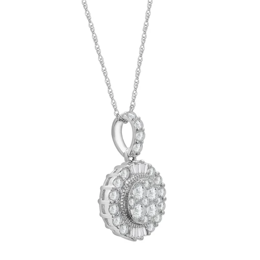 Diamond Halo Pendant In 10K White Gold (1 Ct. Tw.)