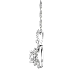 Diamond Halo Pendant With Round Cluster In 10K White Gold (1/2 Ct. Tw.)
