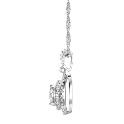 Diamond Halo Pendant With Round Cluster In 10K White Gold (1/2 Ct. Tw.)