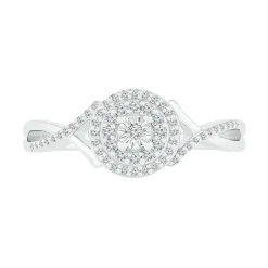 Diamond Halo Promise Ring In Sterling Silver (1/7 Ct. Tw.)
