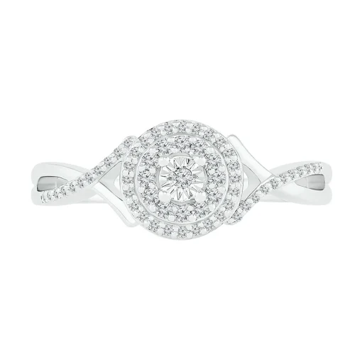 Diamond Halo Promise Ring In Sterling Silver (1/7 Ct. Tw.)
