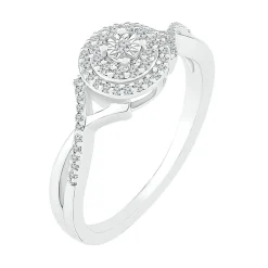 Diamond Halo Promise Ring In Sterling Silver (1/7 Ct. Tw.)