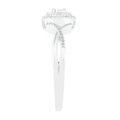 Diamond Halo Promise Ring In Sterling Silver (1/7 Ct. Tw.)